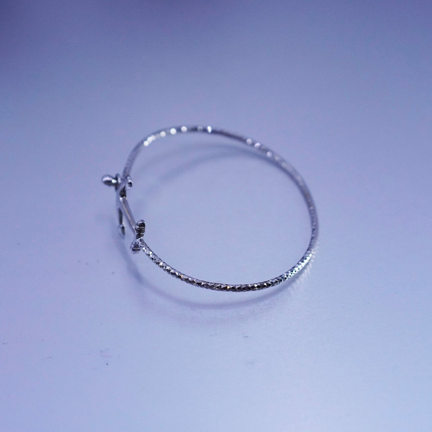 6.5”, Mexico Sterling 925 silver handmade bracelet, hinged ship anchor bangle