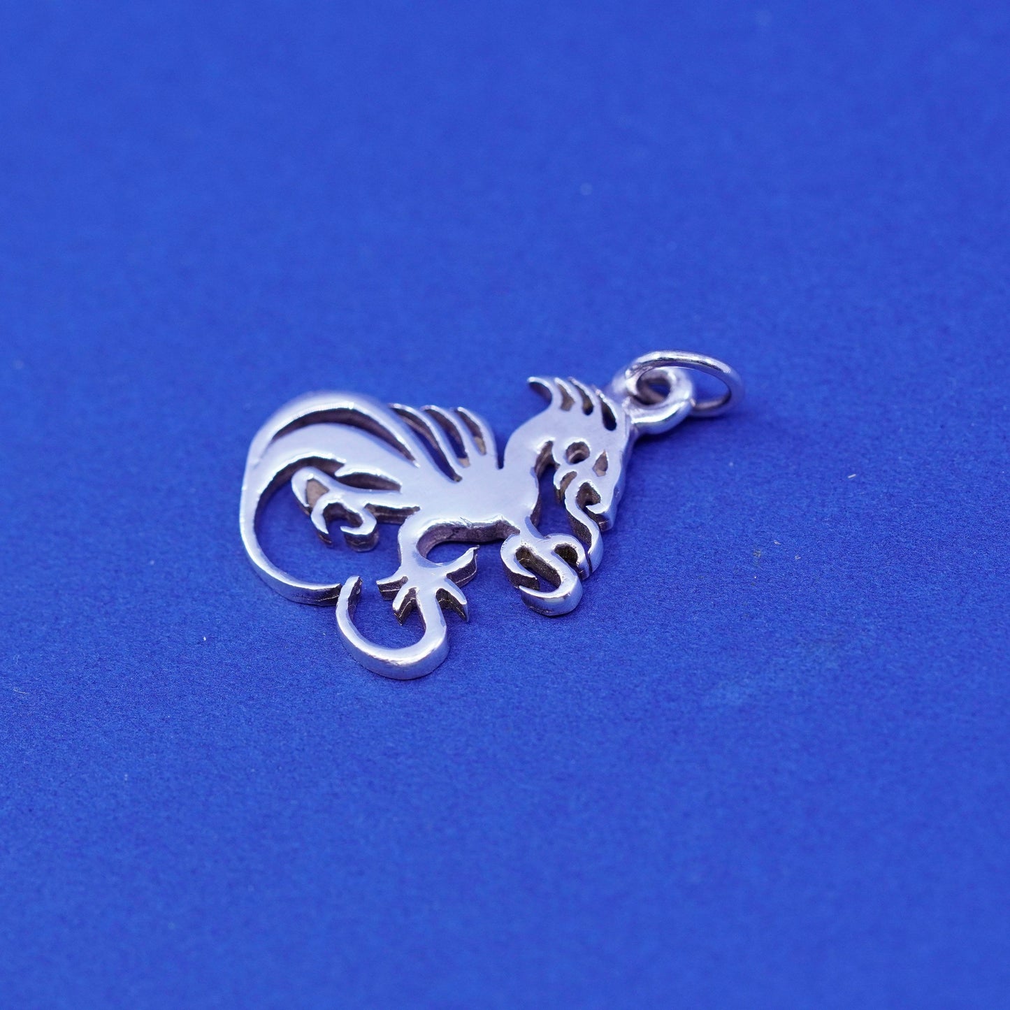 Vintage sterling silver handmade pendant, 925 dragon charm