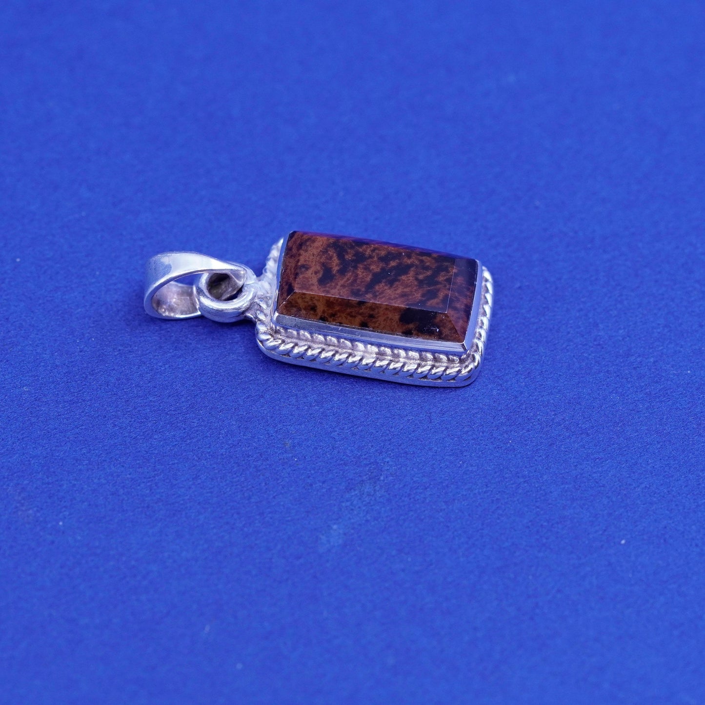 Vintage Mexico sterling 925 silver handmade pendant w/ rectangular red jasper