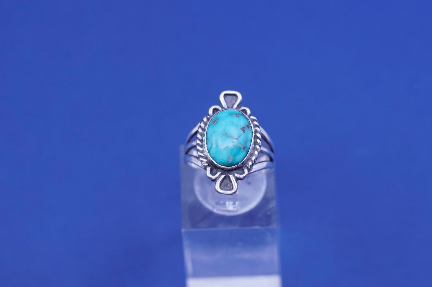 sz 6.75, Native American, southwestern Sterling silver ring w/ turquoise