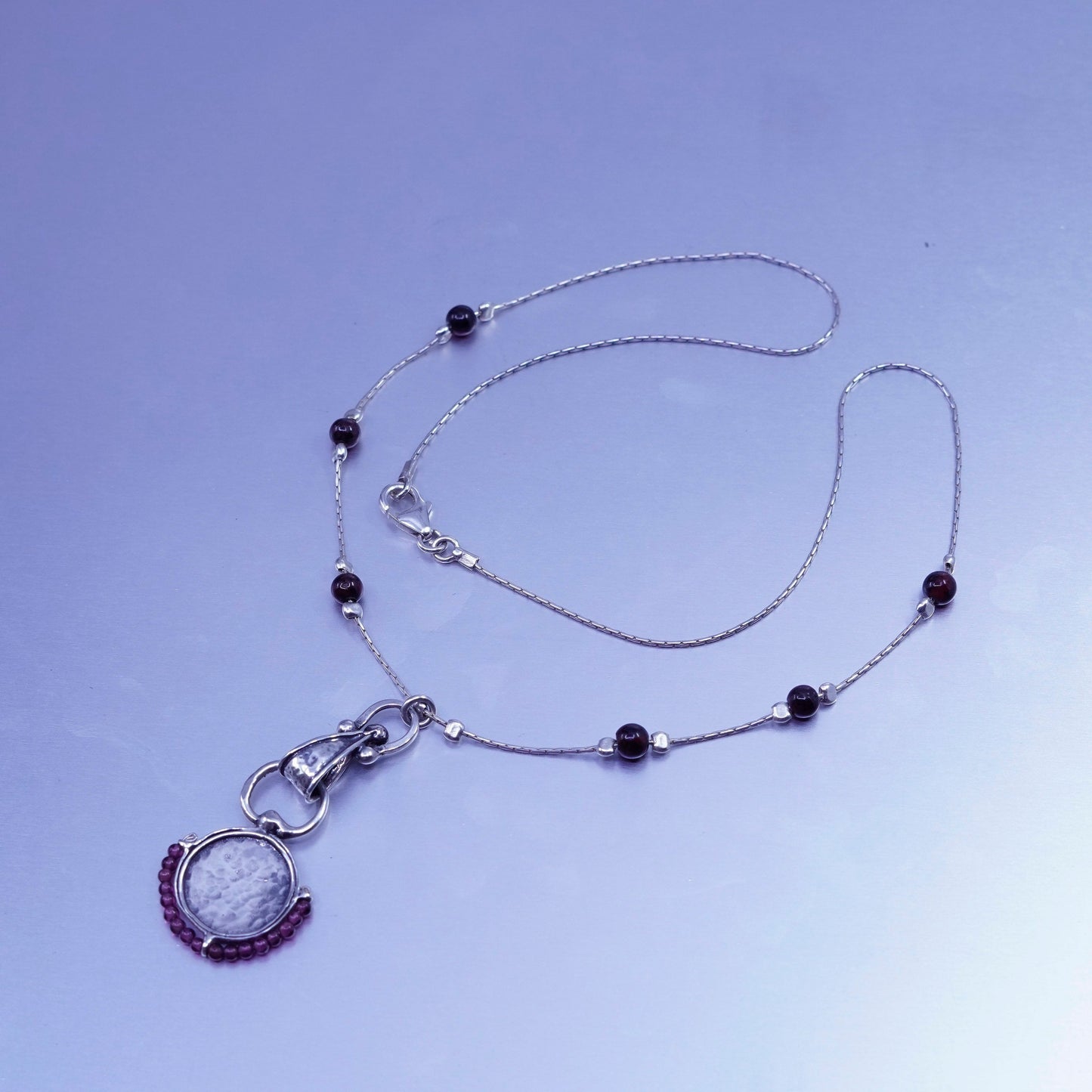 18”, Israel Shablool Didae sterling silver 925 necklace snake chain tag pendant