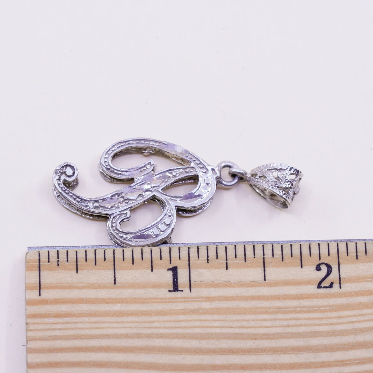 Vintage sterling silver handmade pendant, 925 tag charm with initial “B”