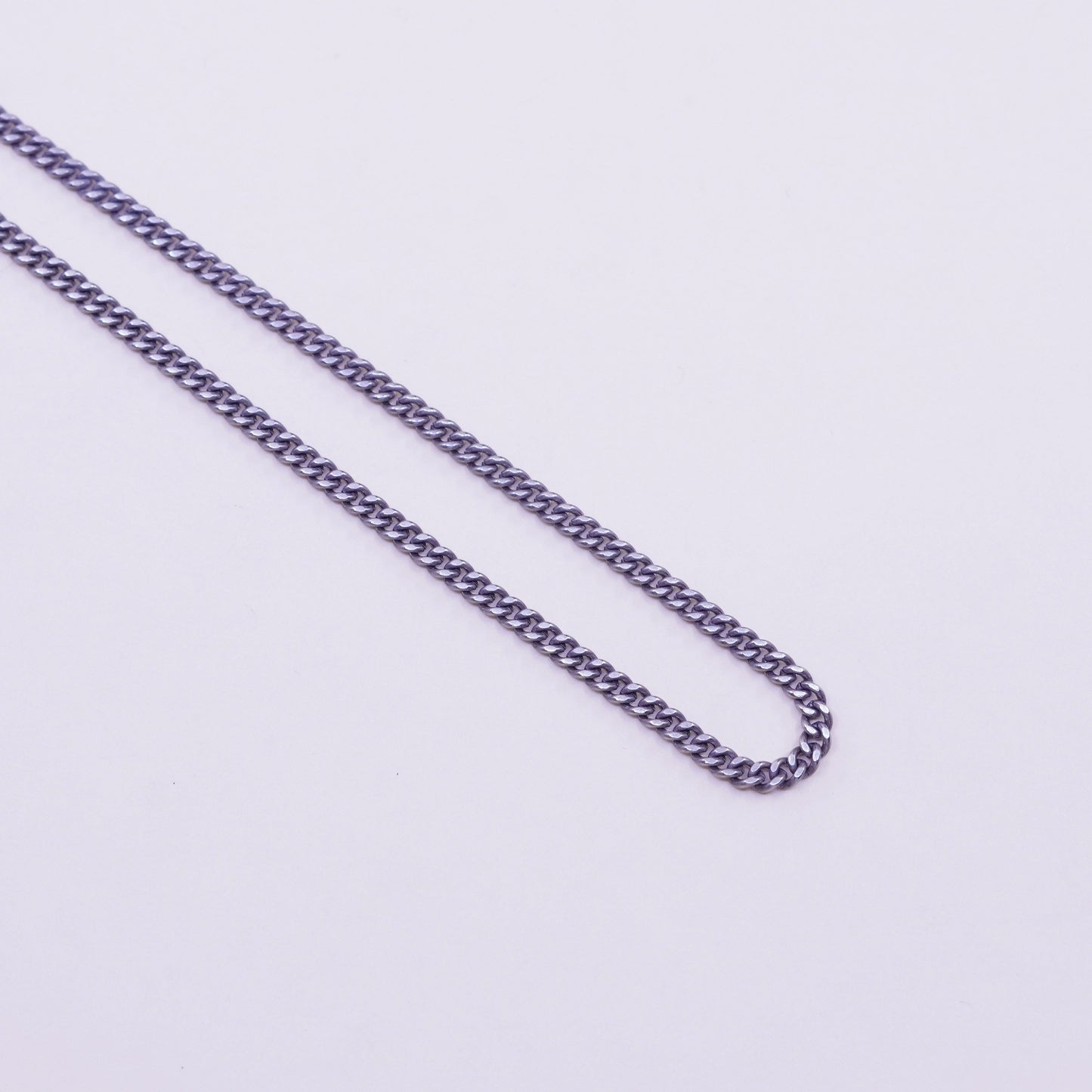 24”, 3mm, Vintage sterling 925 silver curb chain with cross pendant, necklace