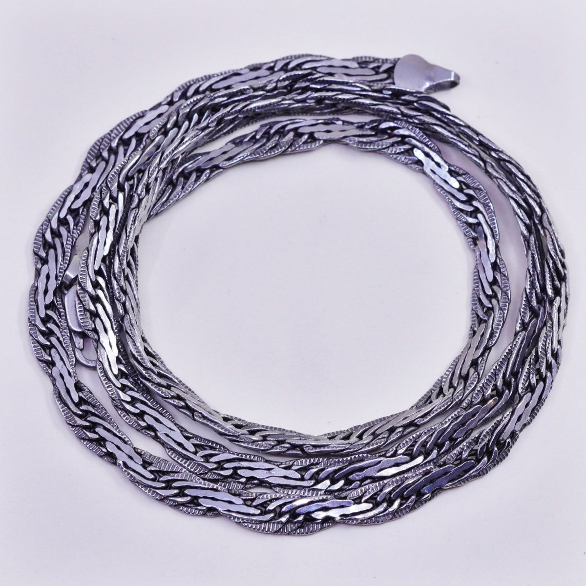 24”, 5mm, Vintage sterling silver chain, Italy flatten 925 nugget chain