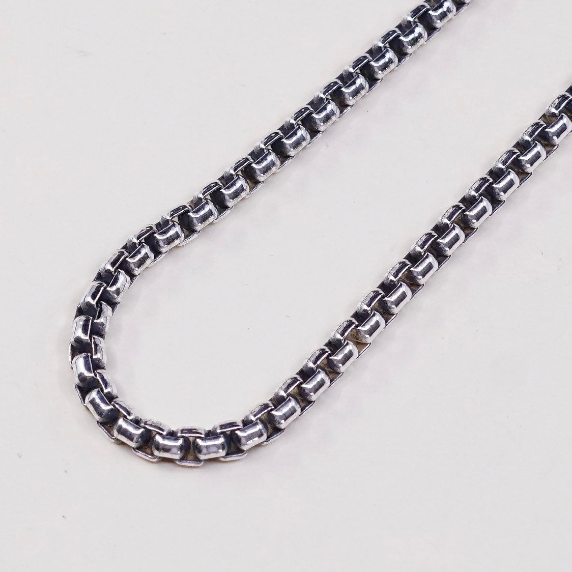 16", vtg sterling silver Italy 925 silver box chain, necklace, 925 italy
