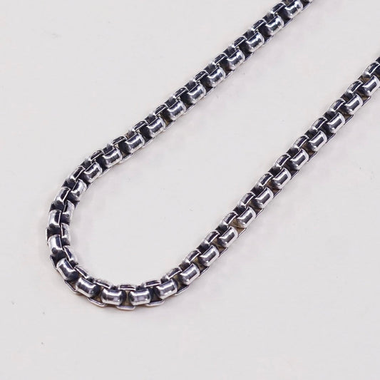 16", vtg sterling silver Italy 925 silver box chain, necklace, 925 italy