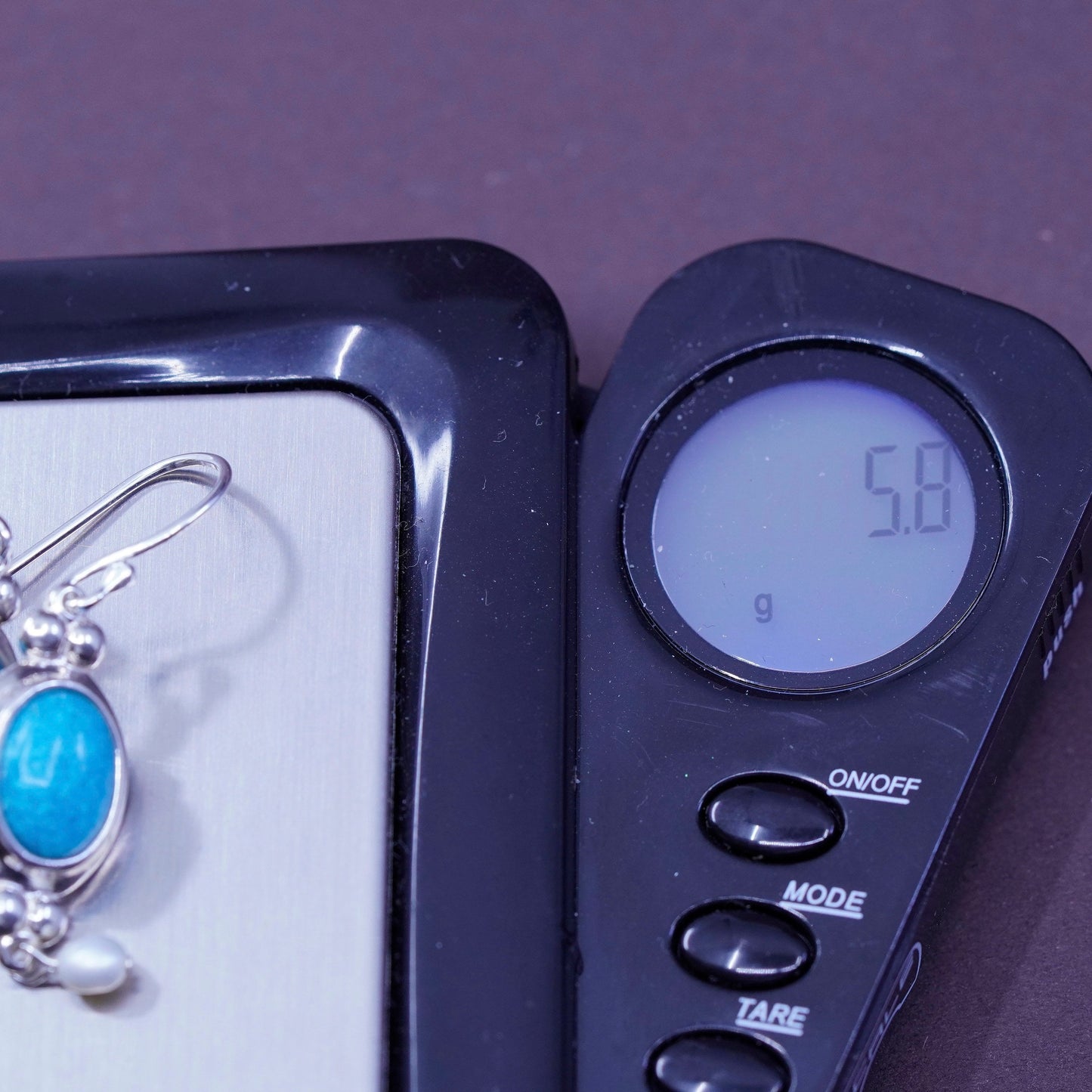 southwestern CCO Sterling 925 silver earrings with oval turquoise and pearl