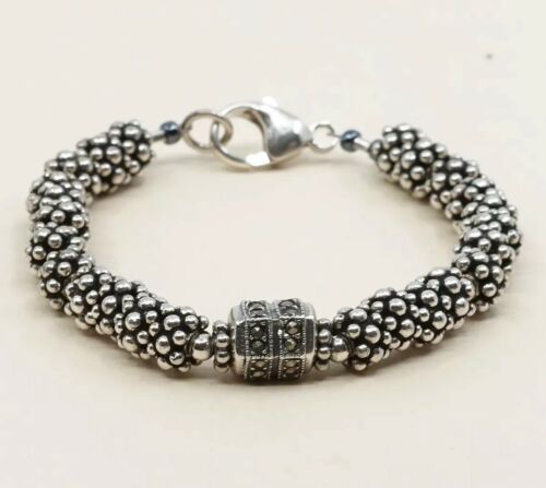 6”, 6mm, Vtg Sterling 925 Silver Handmade Ball Bead Bracelet, Stamped 925