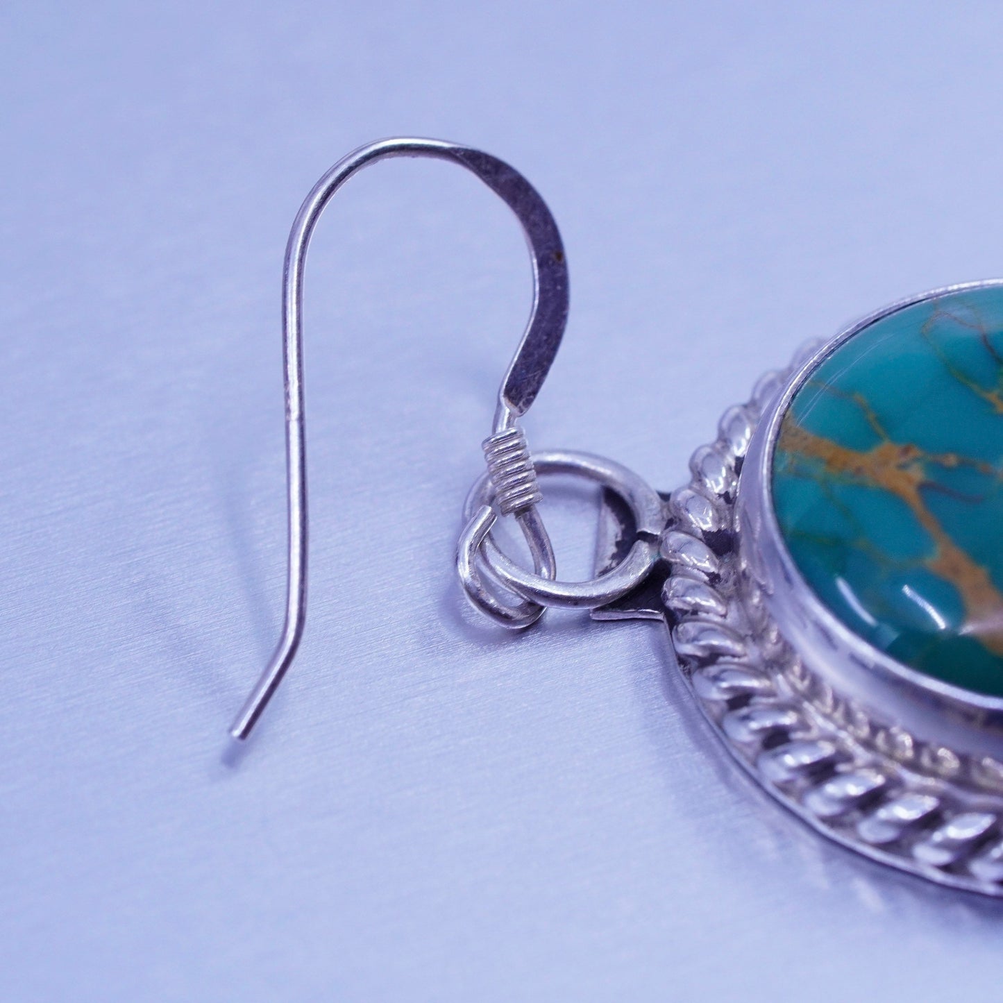 Vintage tim yazzie navajo Sterling 925 silver handmade earrings turquoise cable