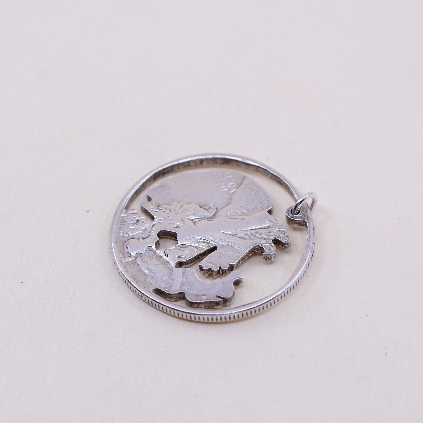 vtg Sterling 925 silver handmade pendant, half dollar coin walking eagle charm