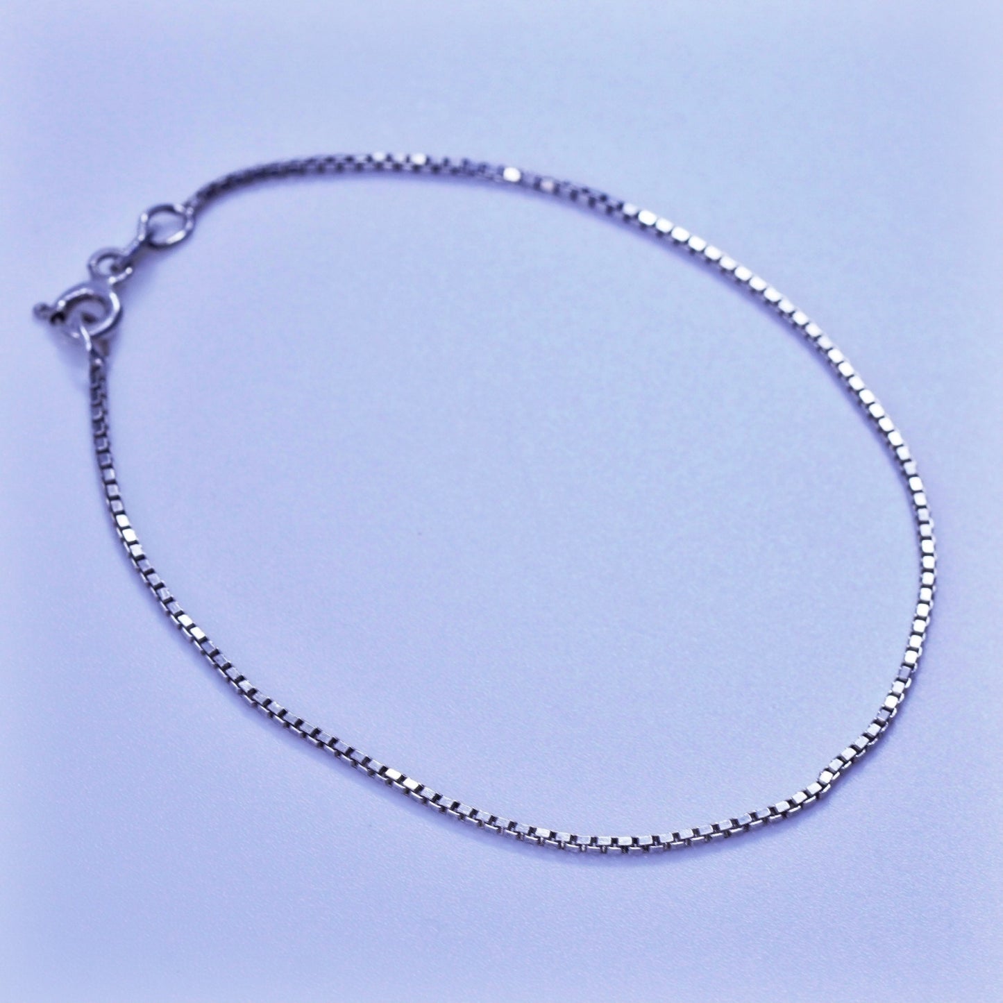 7”, 1mm, Vintage Italy Sterling 925 silver handmade bracelet, box chain