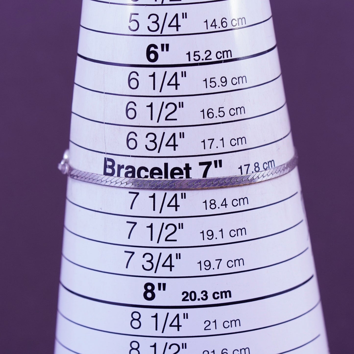 7”, 4mm, Vintage Sterling silver herringbone bracelet, Italy 925 chain