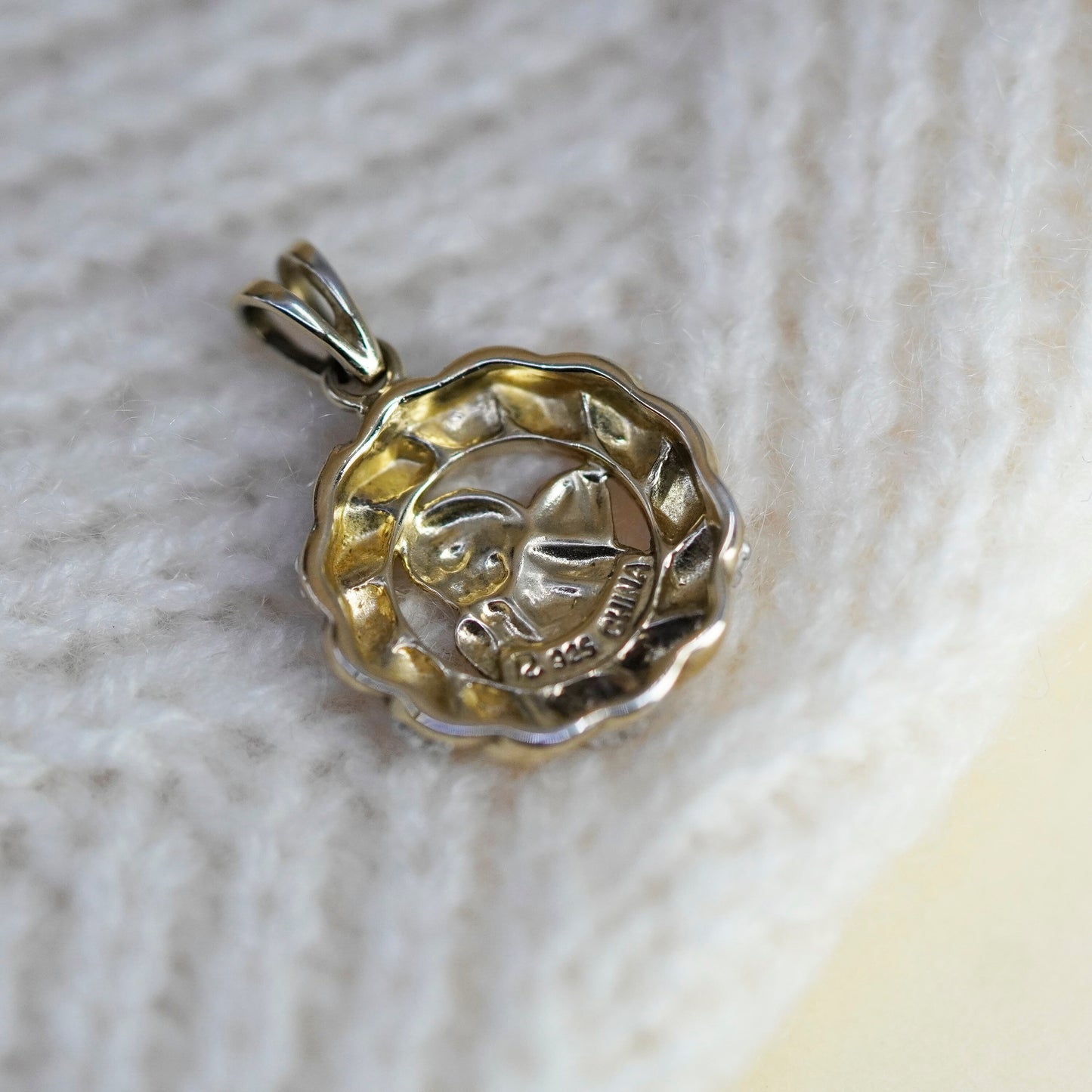 Vintage vermeil gold filled Sterling 925 silver handmade angel pendant