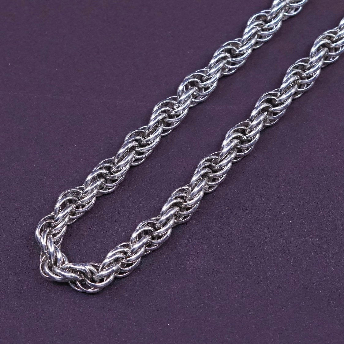 26, 6mm, vtgSterling silver necklace, Italy 925 Singapore chain, stamped 925