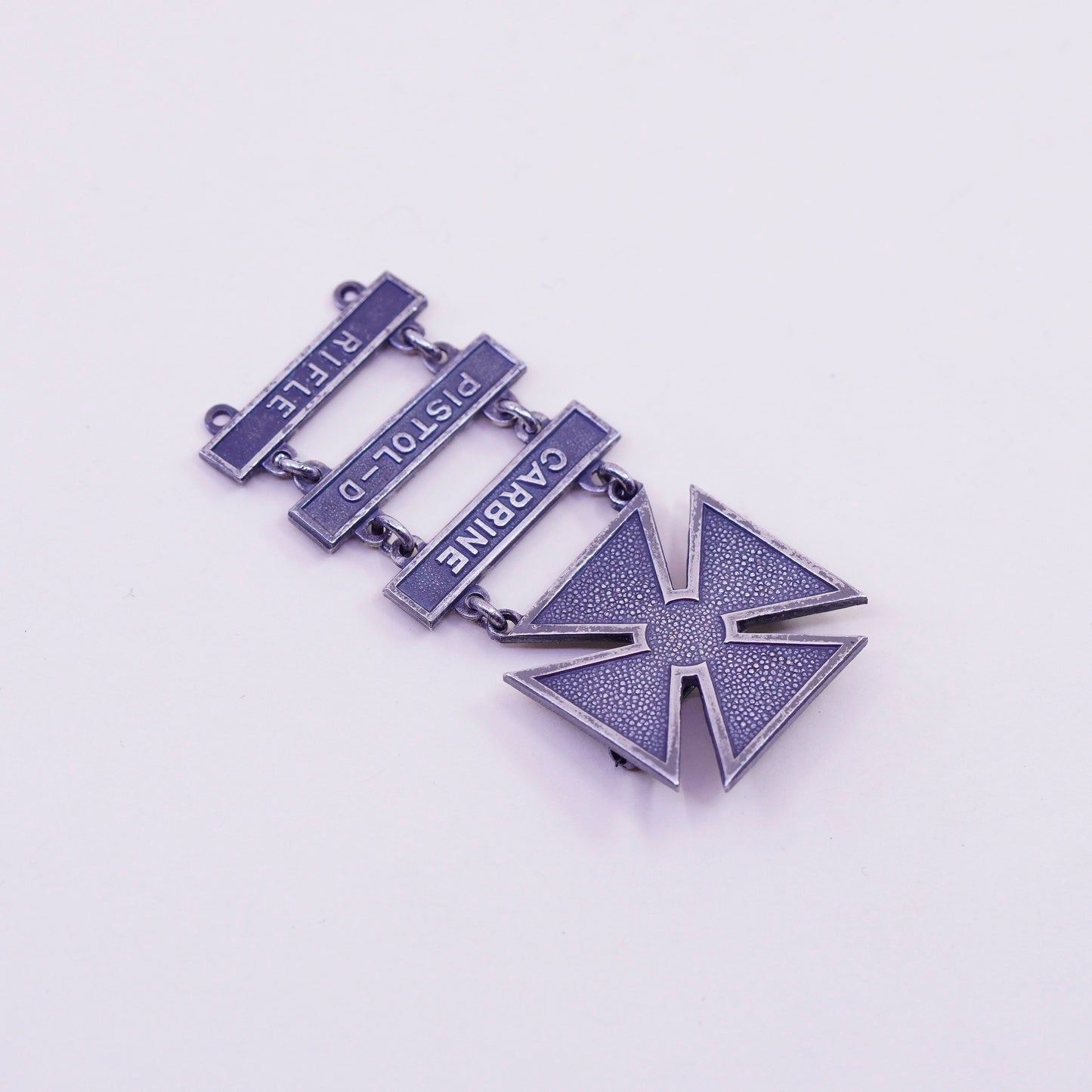 WW2 Rifle Carbine Pistol Cross USA Army Pin Badge, Sterling 925 silver brooch