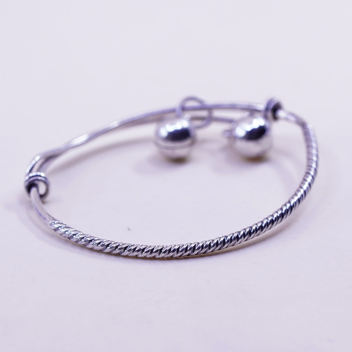 Size adjustable, Sterling silver baby bracelet, 925 bangle chime bell charm