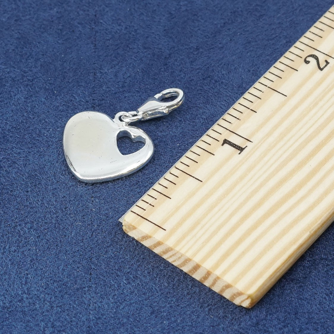 vtg sterling silver handmade pendant, 925 heart charm