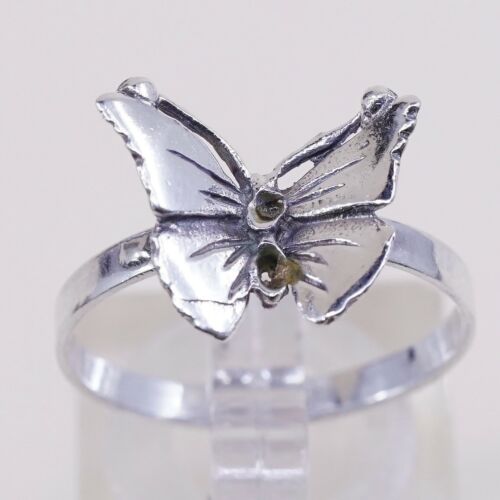 Size 8.25, Vtg Han Sterling Silver Handmade Ring, 925 Butterfly Band