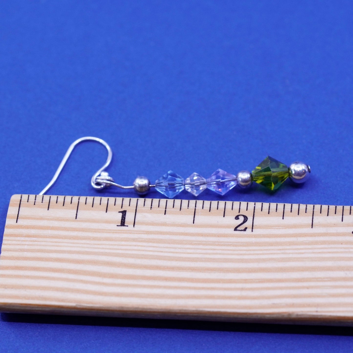 Vintage sterling 925 silver handmade earrings with crystal