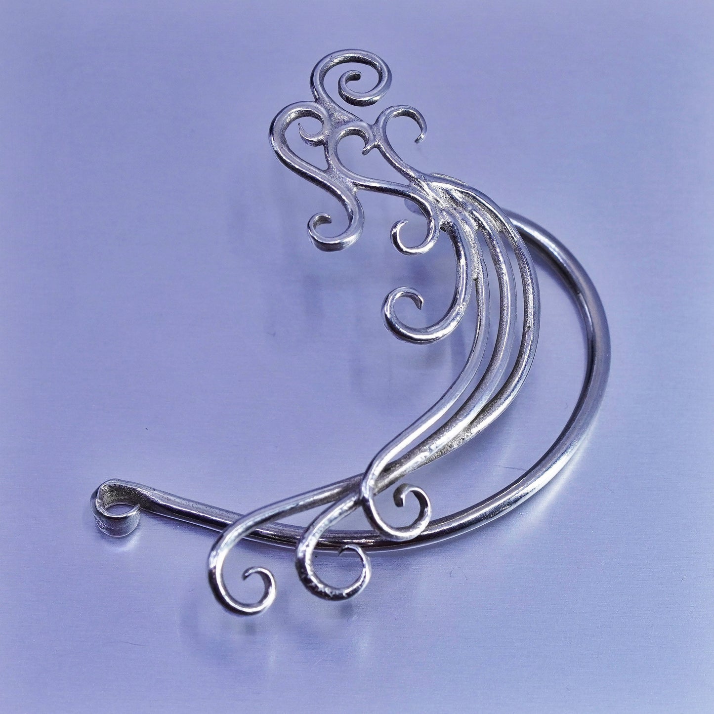 Vintage Sterling silver handmade ear cuff, 925 swirly earring cuff