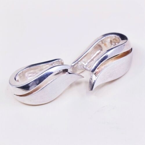 Vtg PB Sterling silver Handmade hoop earrings, 925 hoops huggie