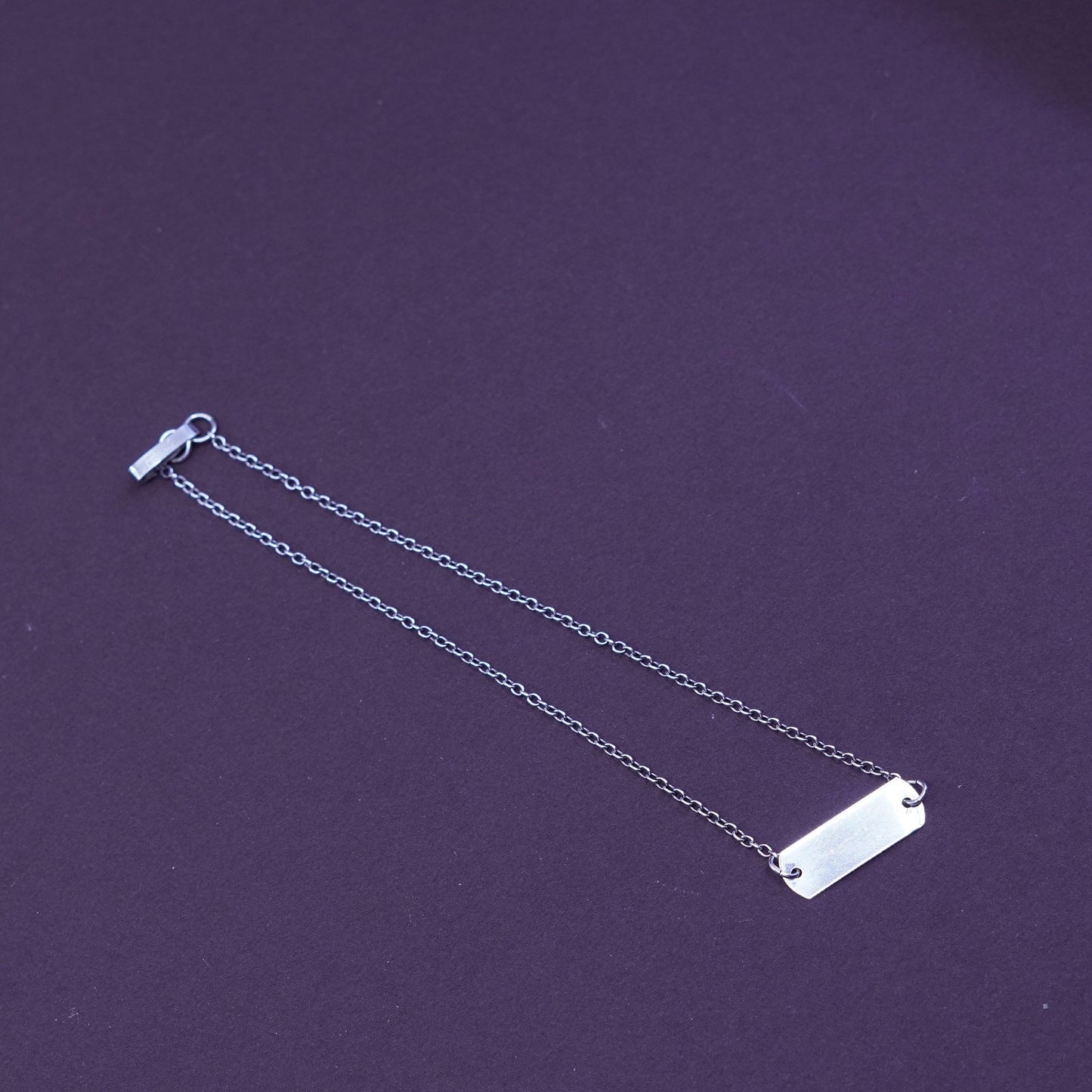 8.5”, Vintage sterling silver anklet, 925 circle bracelet chain with blank tag