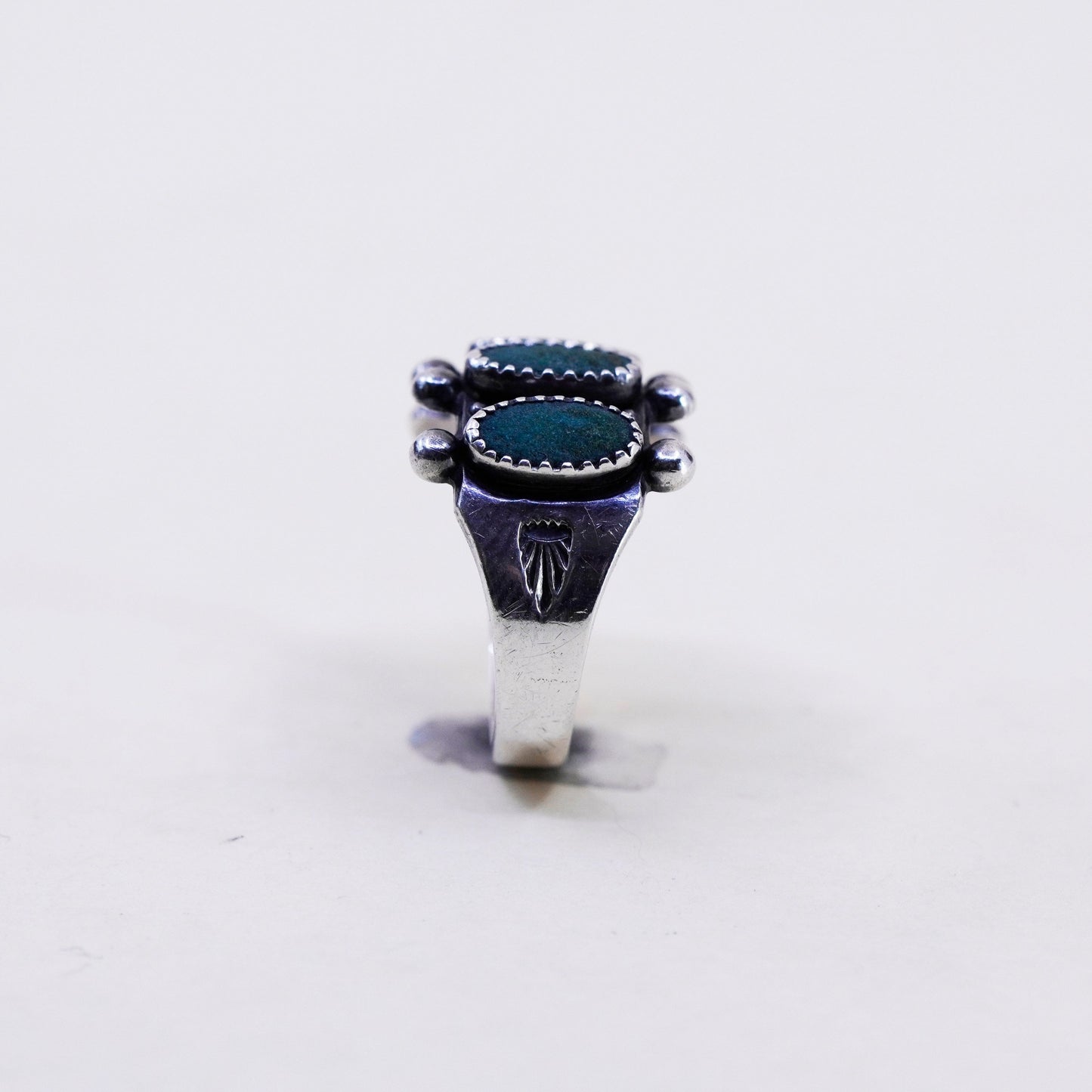 Size 5, vtg sterling silver Native American 925 band ring oval turquoise beads