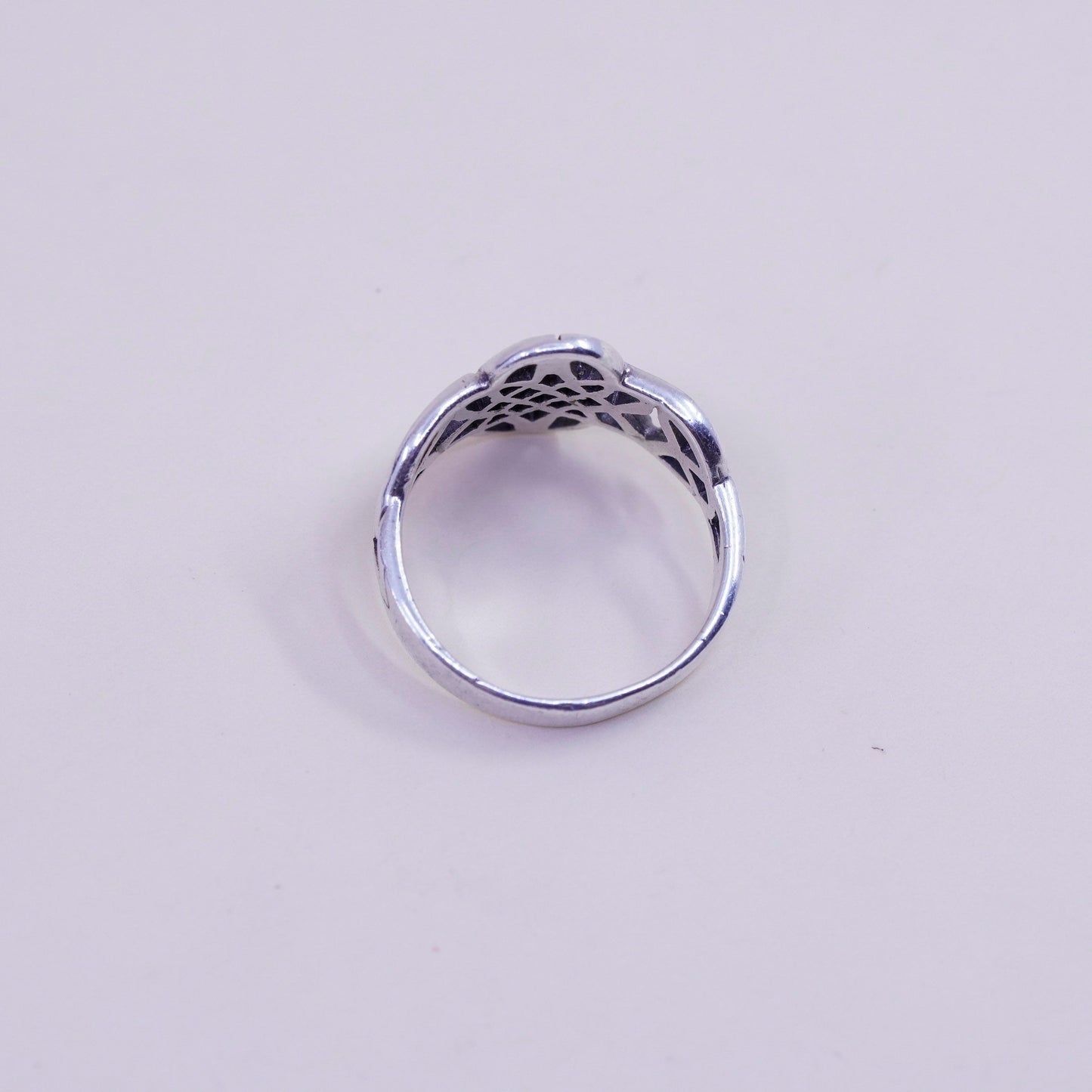 Size 7.75, sterling silver handmade wired ring, 925 irish entwined knot band