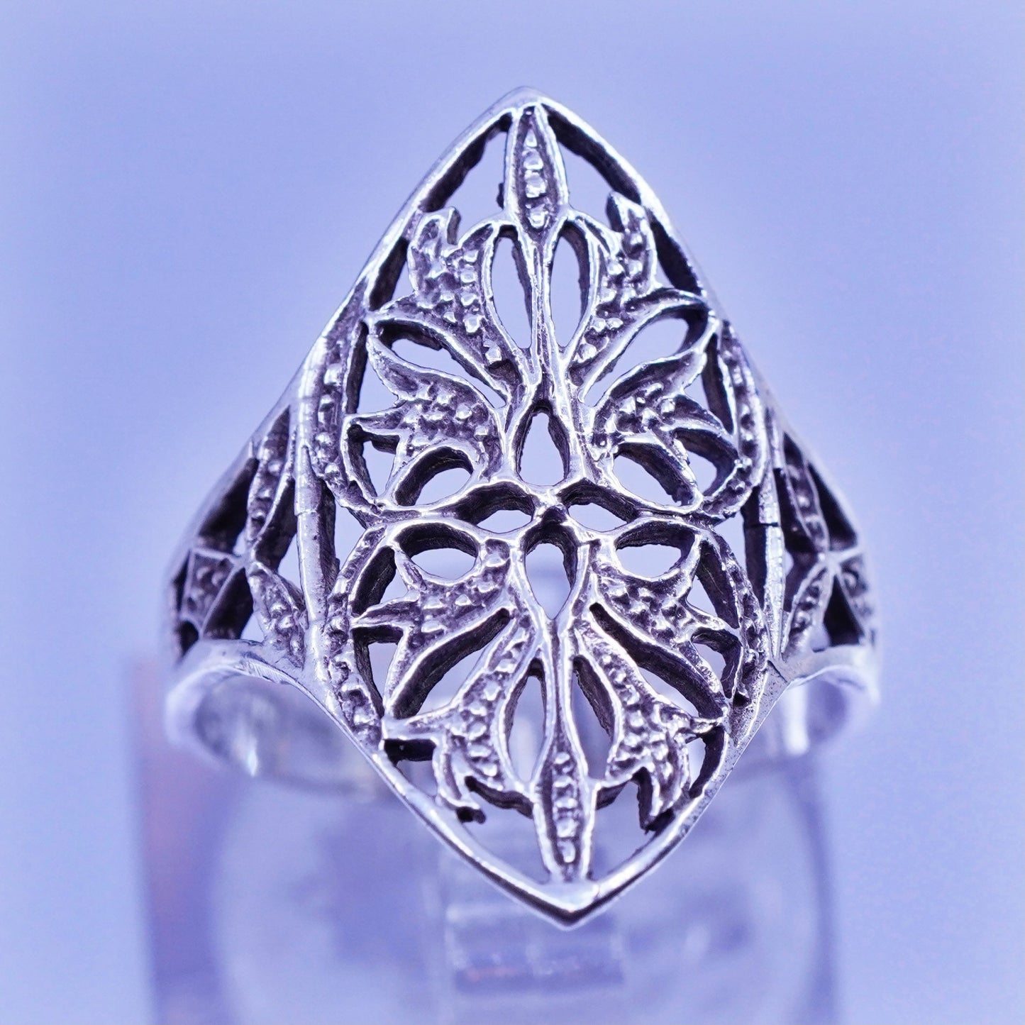 Size 7, vintage Sterling 925 silver handmade ring, filigree band