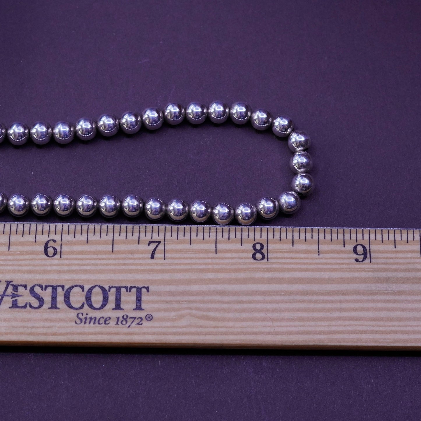 18”, Sterling silver necklace, 925 bead chain with tag monogram ”HSE” pendant
