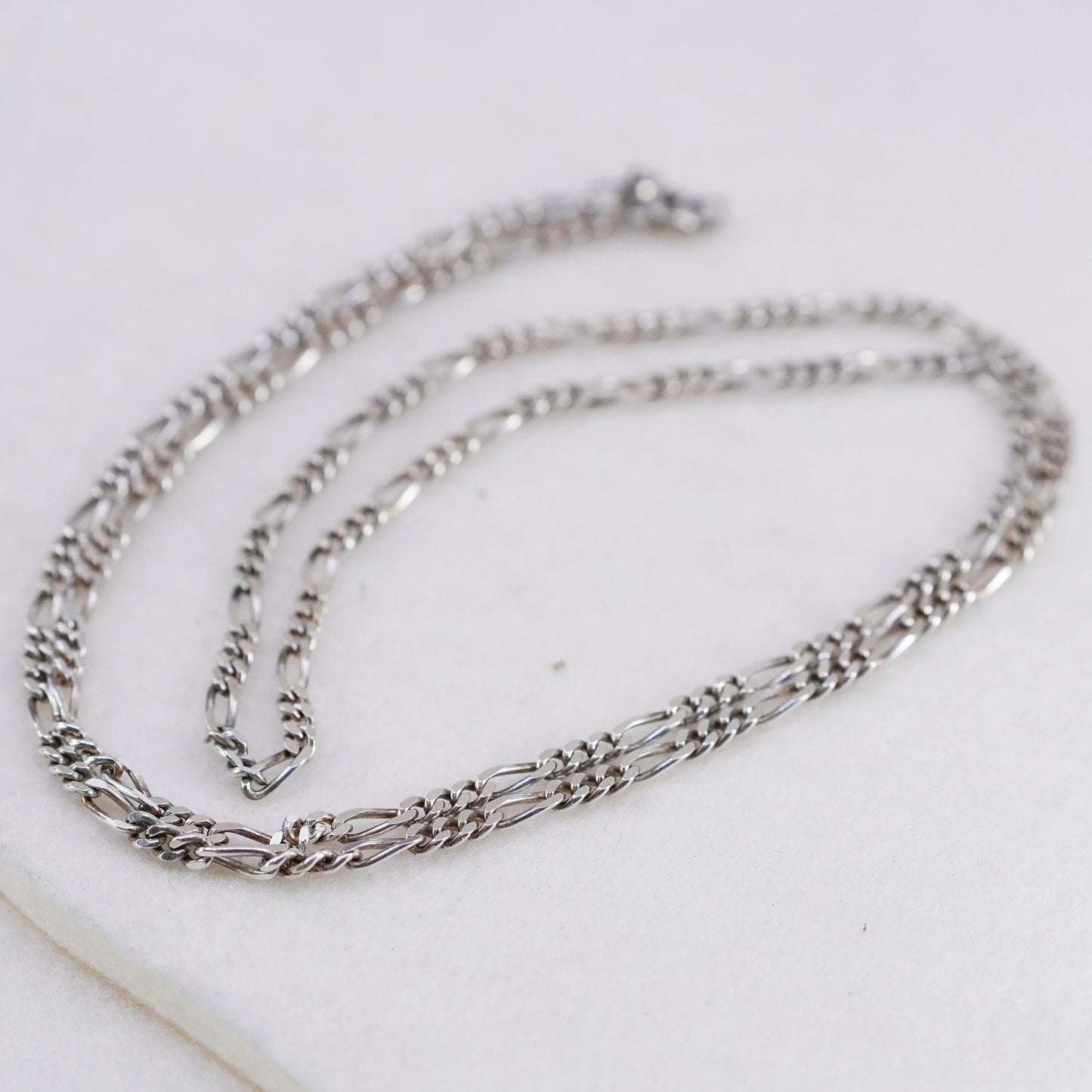 24” 3mm, vintage Italy Sterling 925 silver figaro chain necklace