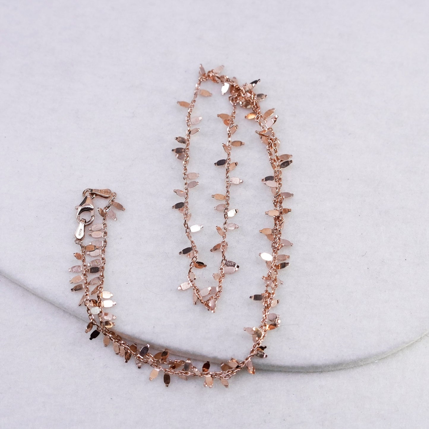 20”, vintage vermeil rose gold over Sterling 925 silver circle chain necklace