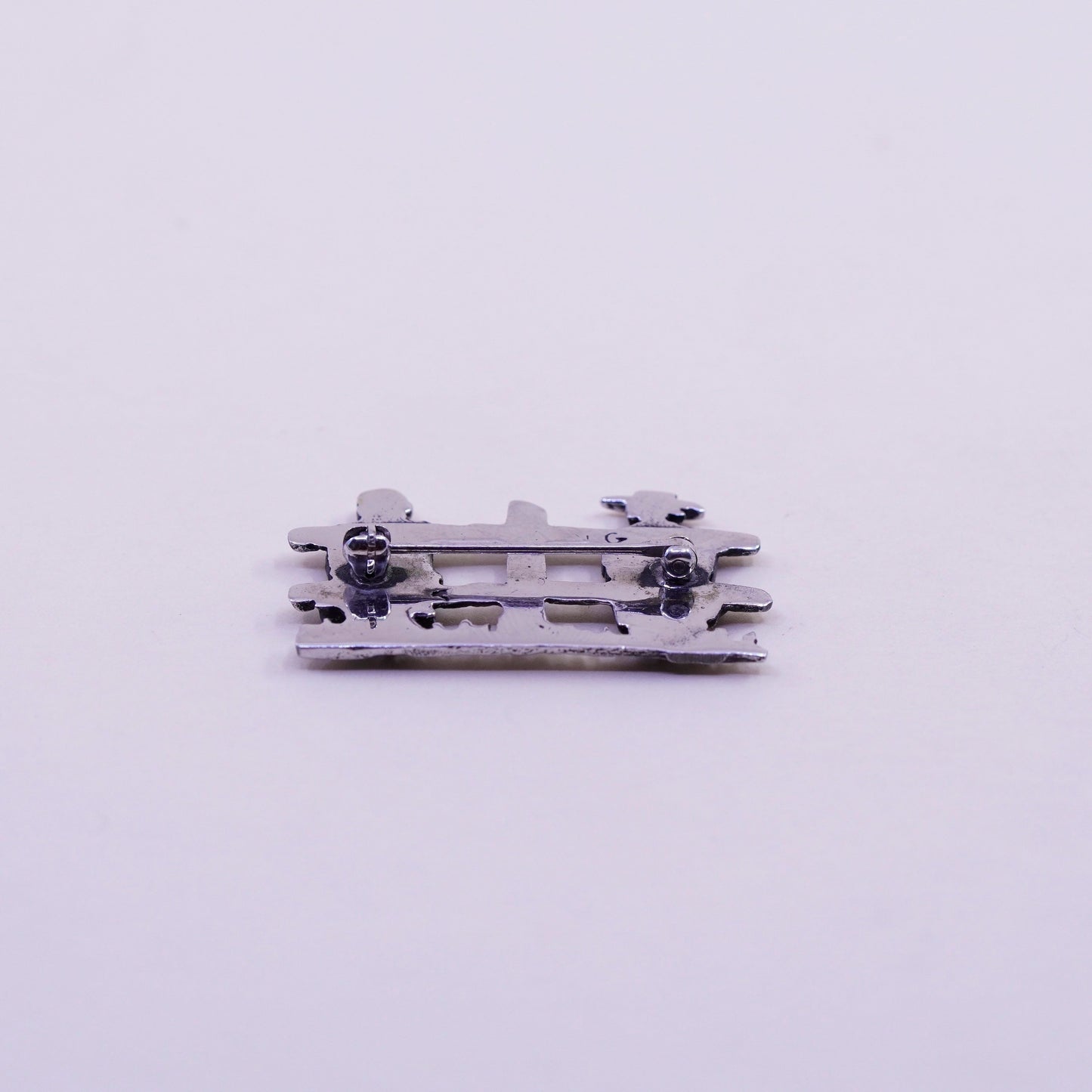 Vintage Sterling silver handmade brooch, 925 farmer pin