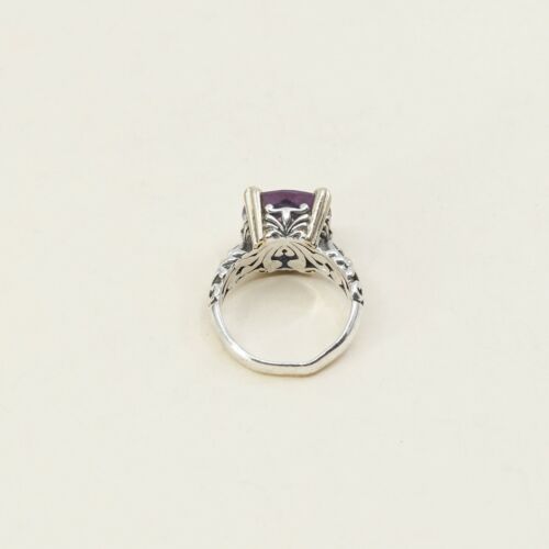 Sz 6.75, Sterling Silver handmade Ring, 925 Ring W/ amethyst n 14K Gold Accent