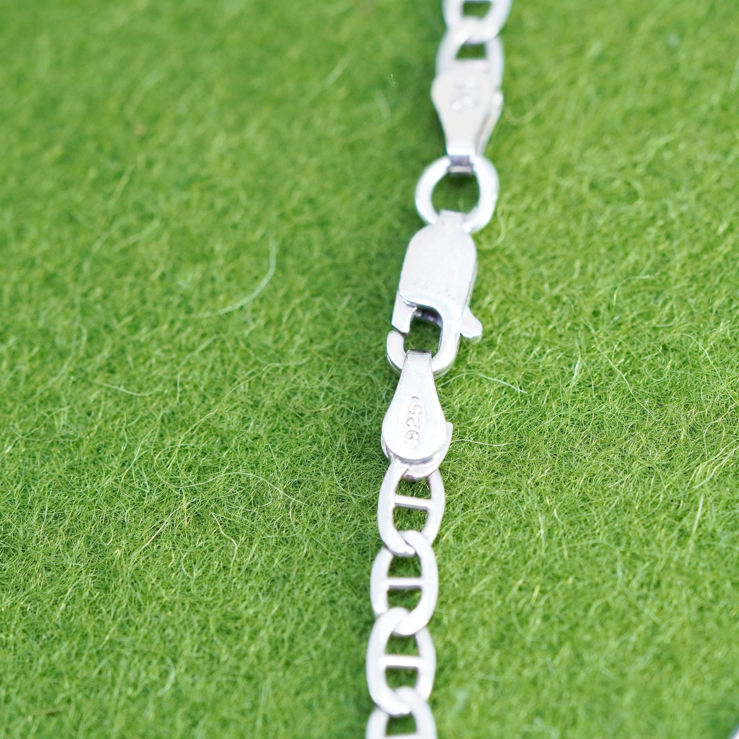8”, 4mm, Vintage sterling 925 silver bracelet, Italy anchor chain