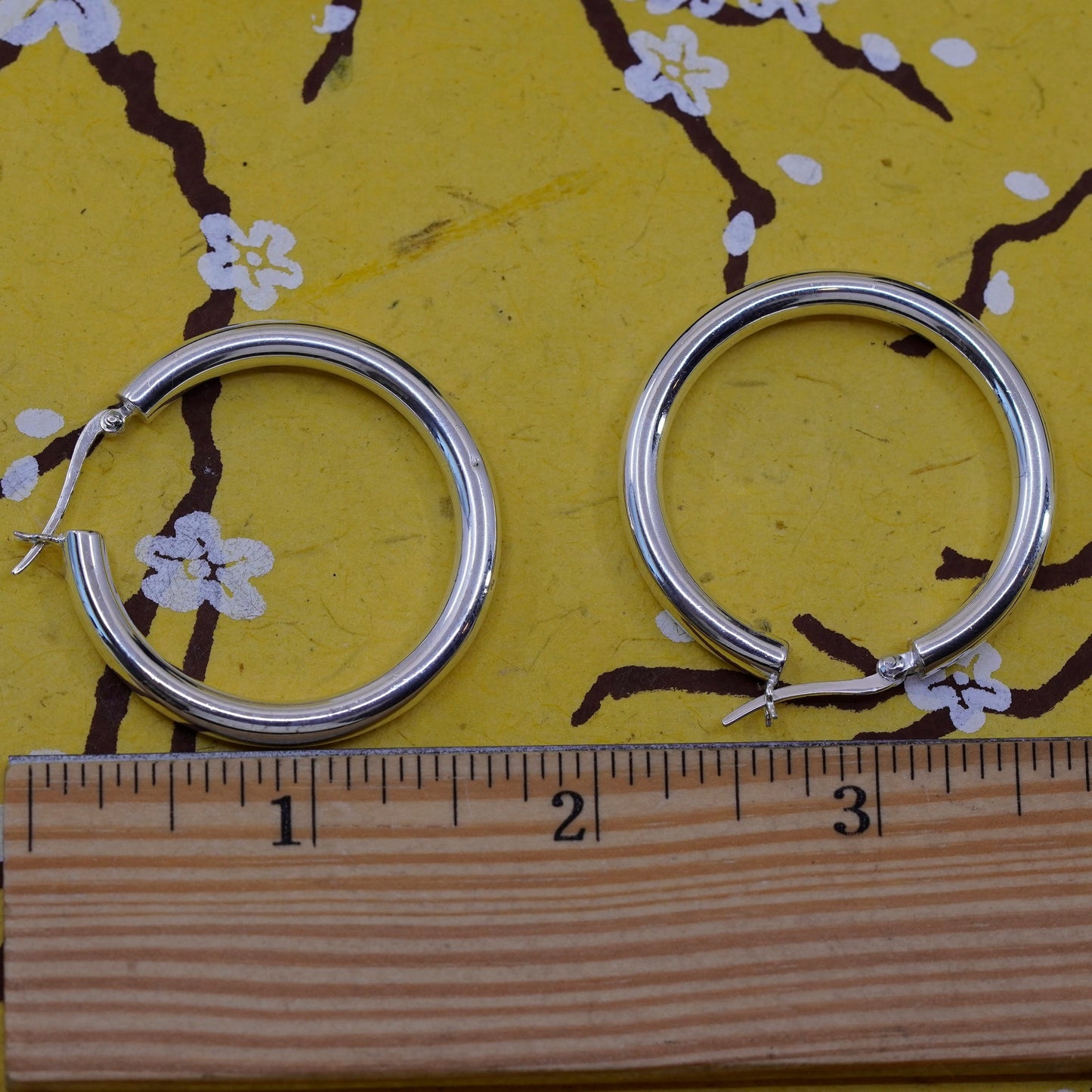1.5”, Sterling silver handmade hoop earrings, Thailand bold 925 huggie