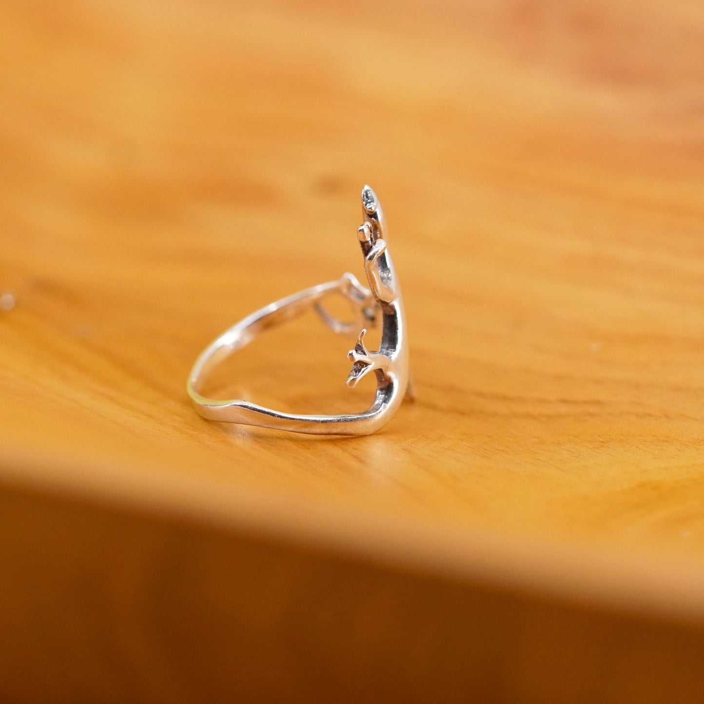 Size 9.25, vintage Sterling silver handmade ring, 925 lizard band