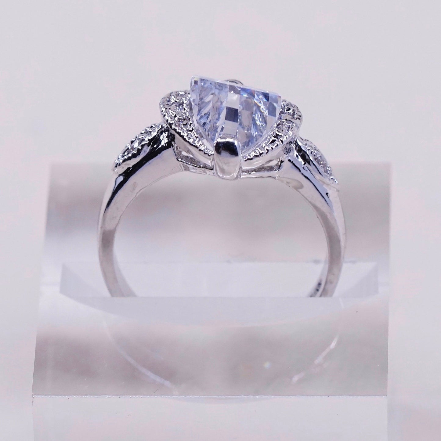 Size 8, jewelry, gold over sterling 925 silver cluster crystal engagement ring