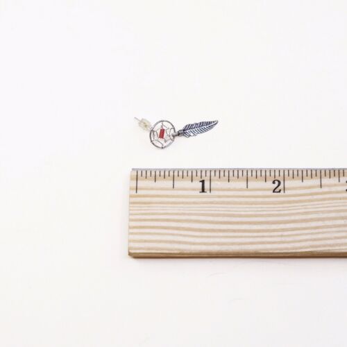 Vtg Southwestern Sterling 925 Silver Handmade Net Earrings W/ Coral N Feather