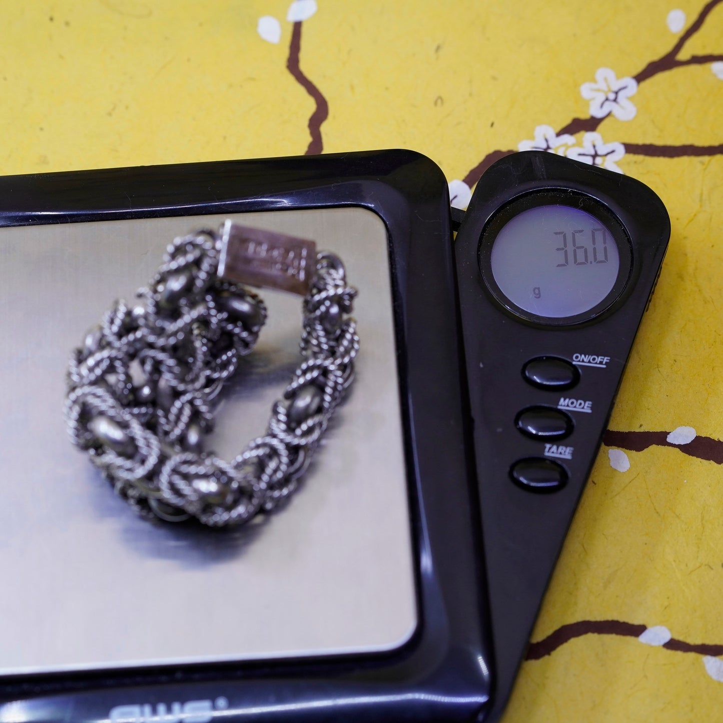 7.25”, vintage Sterling silver men’s bracelet, 925 Byzantine birdcage chain