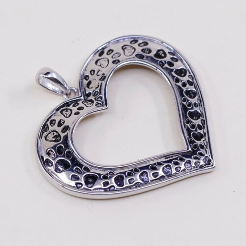 Vintage Sterling Silver Handmade Heart Pendant, 925 Silver Charm