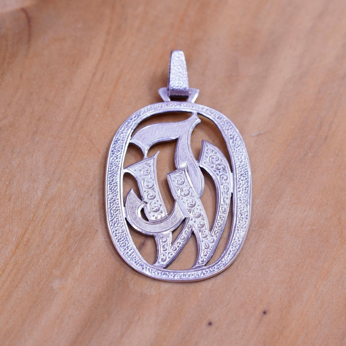 Vintage Germany Sterling silver handmade pendant, handarbeit 900 initial JW