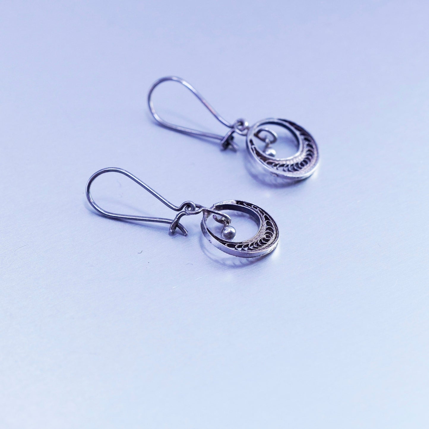 Vintage Sterling 925 silver handmade filigree earrings