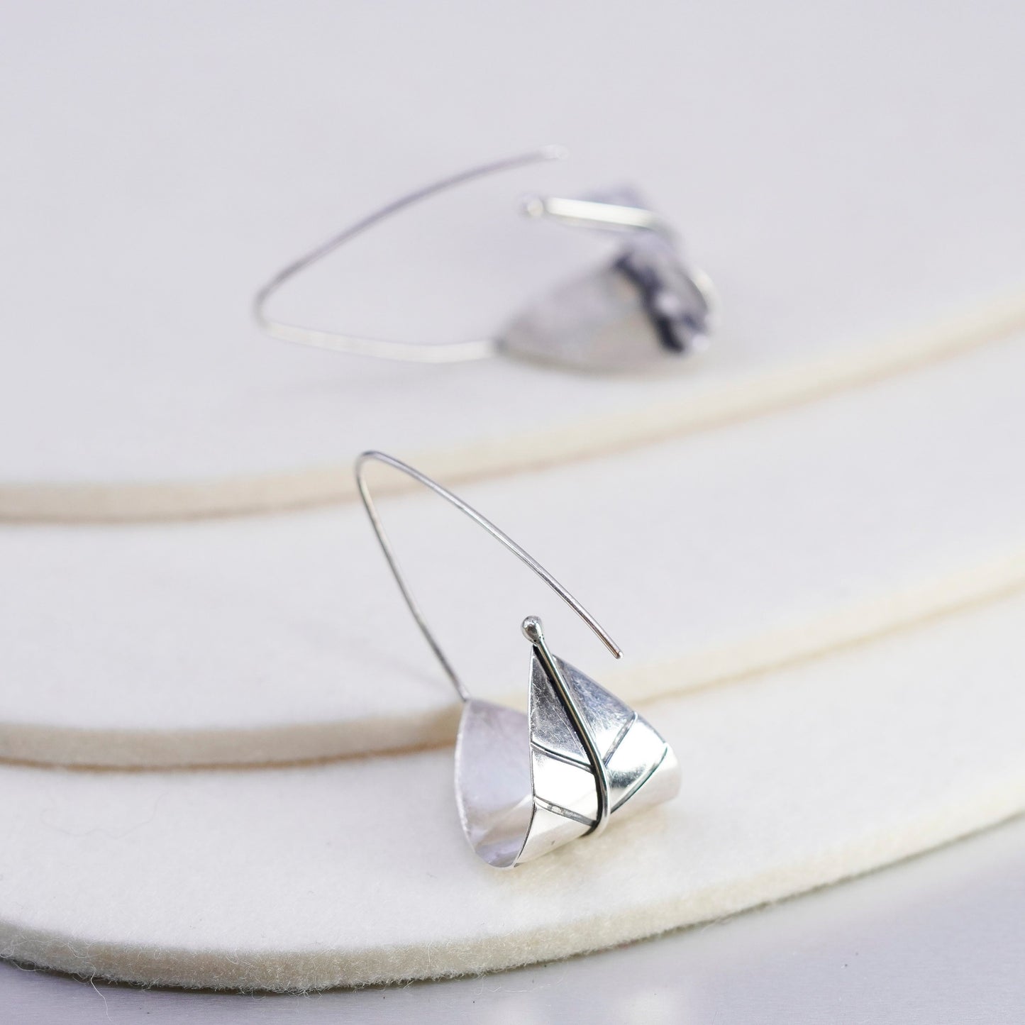 Vintage Sterling 925 silver handmade leaf earrings