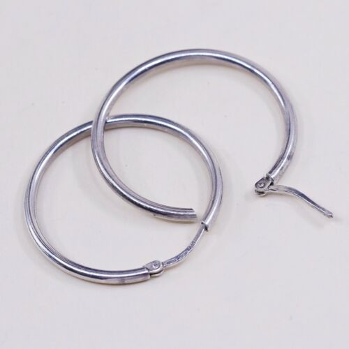 1.25”, Italy 925 Sterling Silver Hoop Pierced Earrings, 925 silver huggie