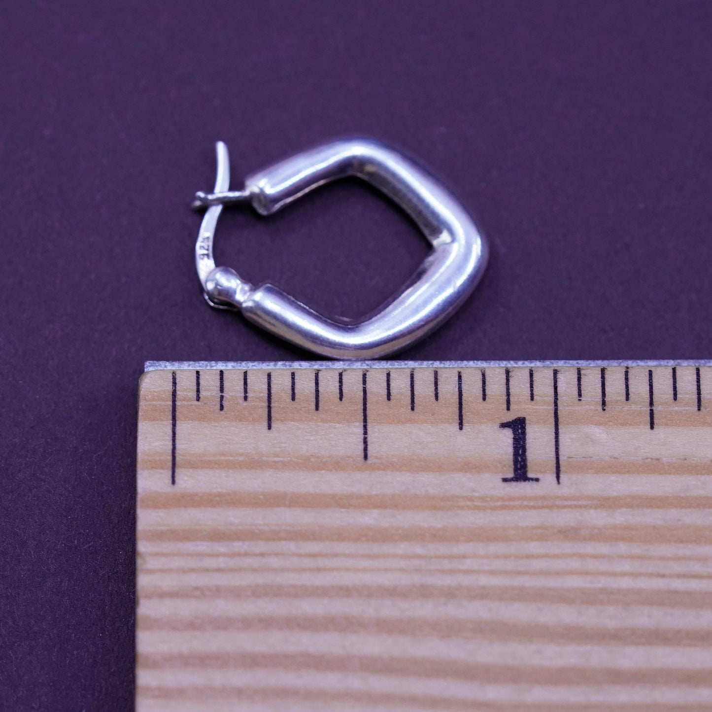 0.75”, Vintage Sterling silver handmade earrings, 925 hoops, huggie