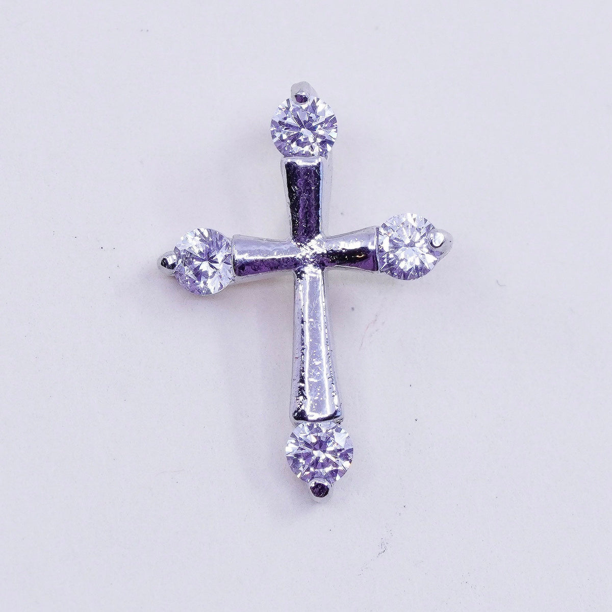 Vintage Sterling 925 silver pendant with clear cz cross pendant