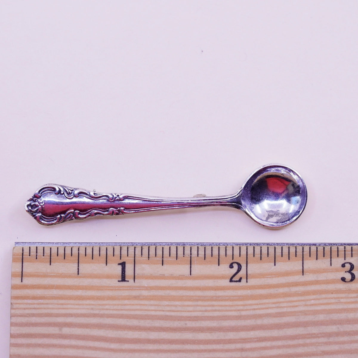Vintage sterling silver handmade brooch, 925 spoon pin