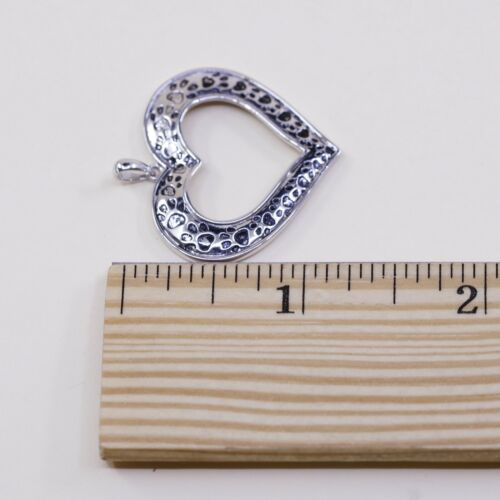 Vintage Sterling Silver Handmade Heart Pendant, 925 Silver Charm
