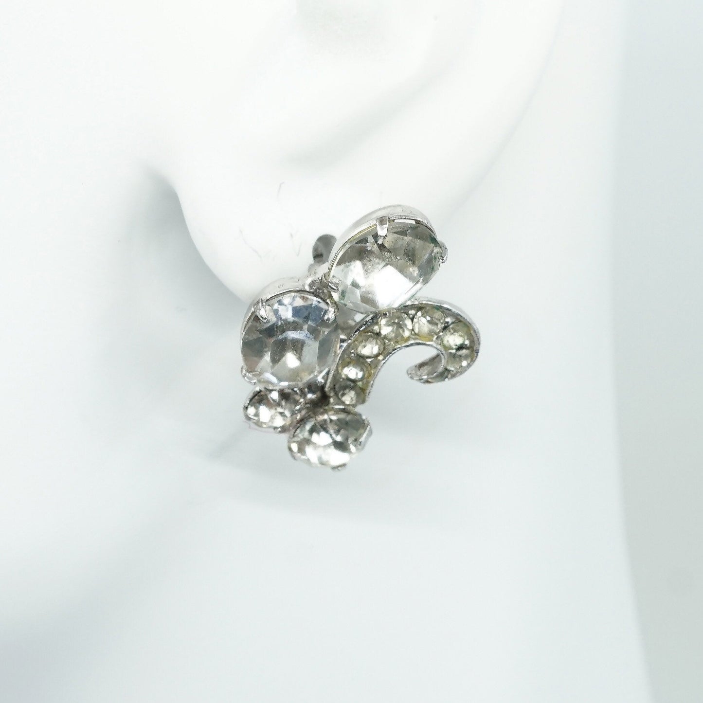VTG Kramer Sterling silver screw back earrings, 925 W/ Rhinestone